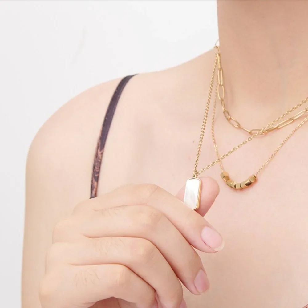 NEW Natural Shell Square Pendant Necklace - Picture 4 of 7